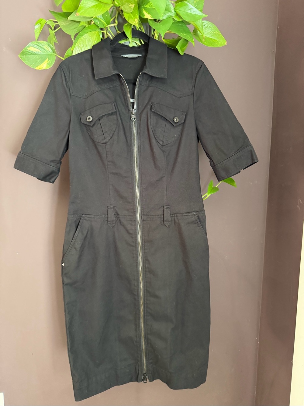 Armani Exchange Black Zip-Front Trench Coat Dress